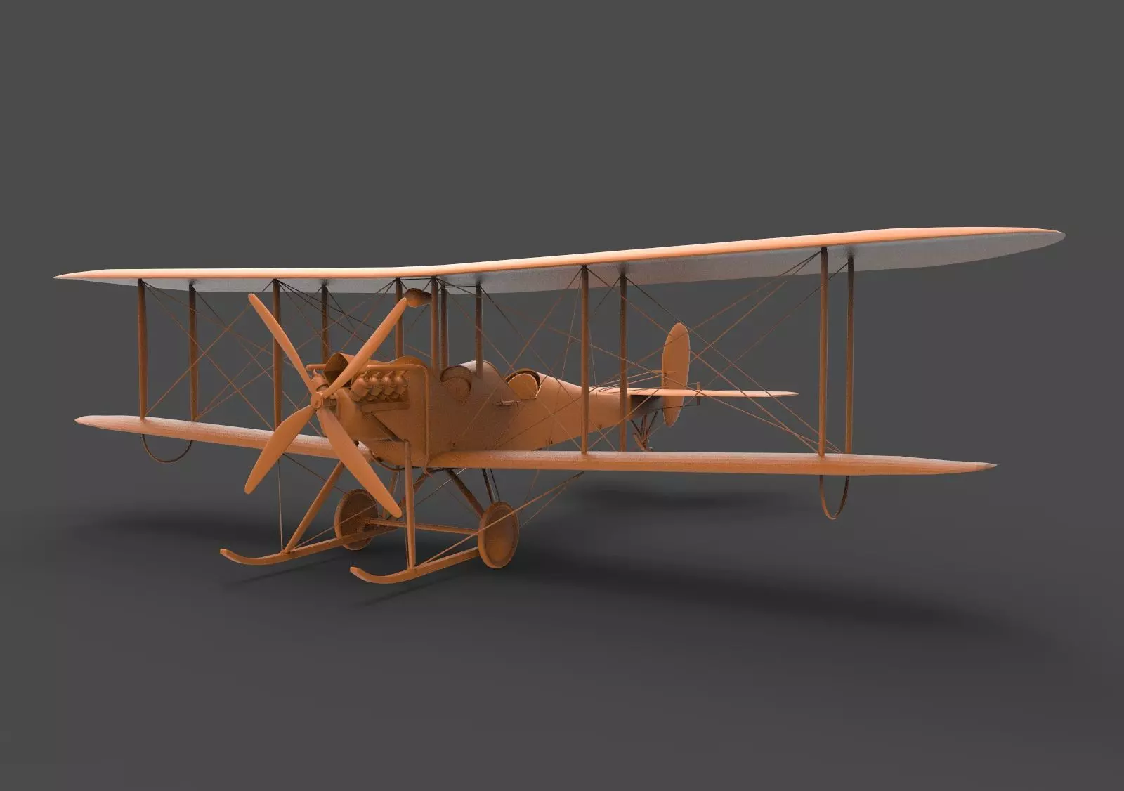 B-E-2 wwii biplane 3D print model_0