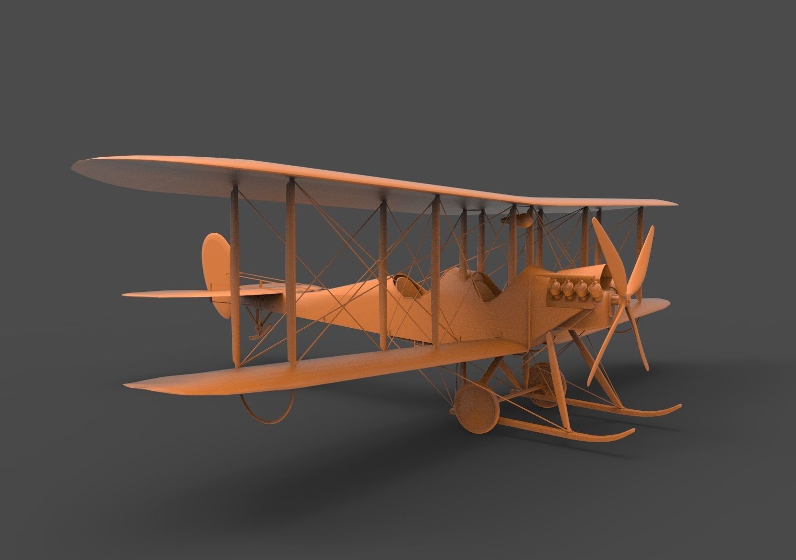 B-E-2 wwii biplane 3D print model_2