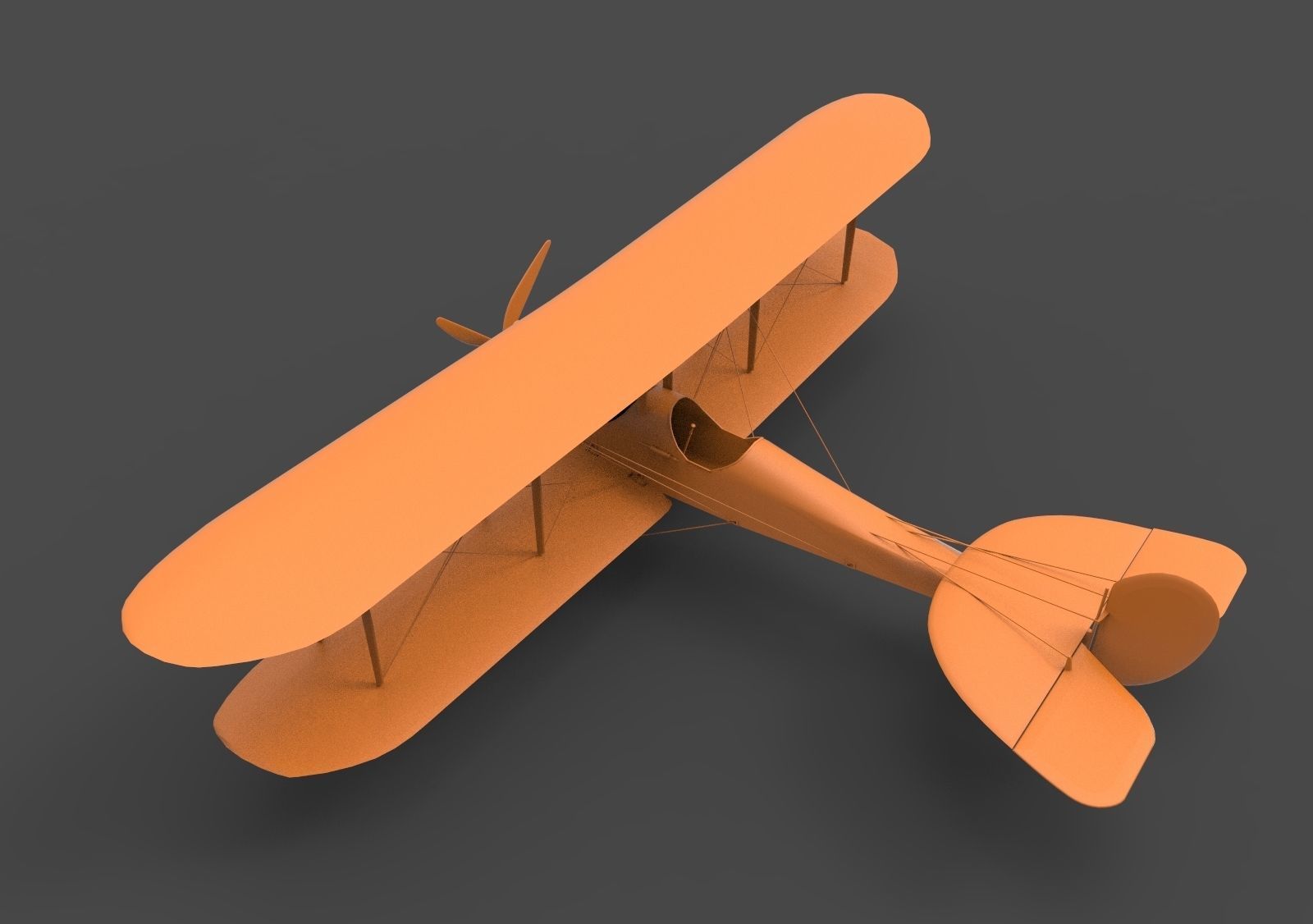 B-E-2 wwii biplane 3D print model_6