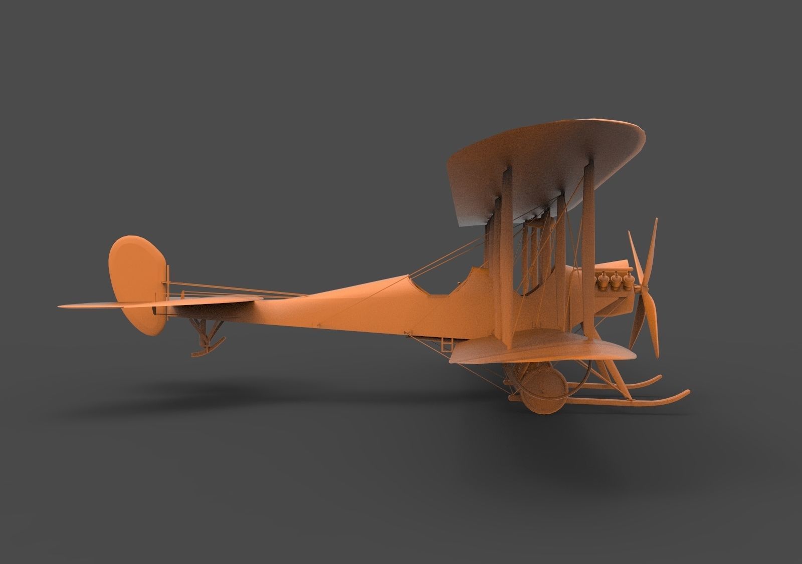 B-E-2 wwii biplane 3D print model_3