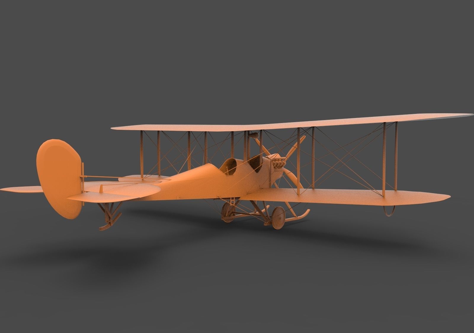 B-E-2 wwii biplane 3D print model_4