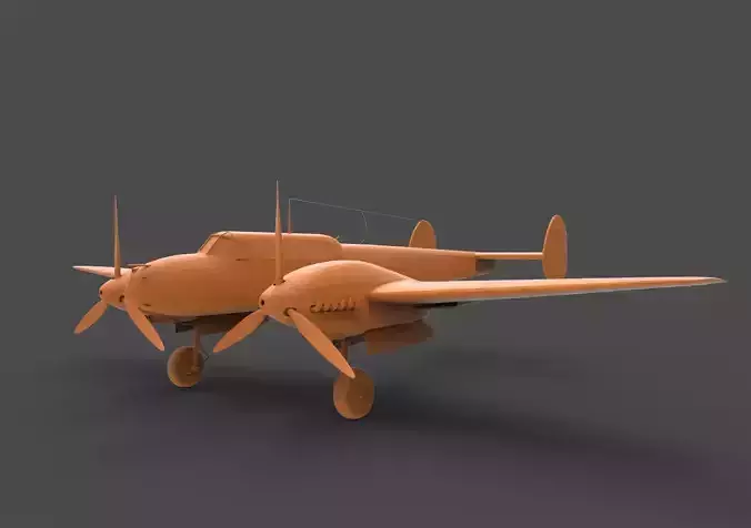 BF110F orange airplane with propellers 3D print model