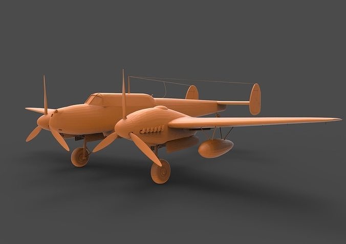 BF110G2 orange propeller plane 3D print model