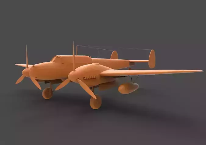 BF110G2 orange propeller plane 3D print model