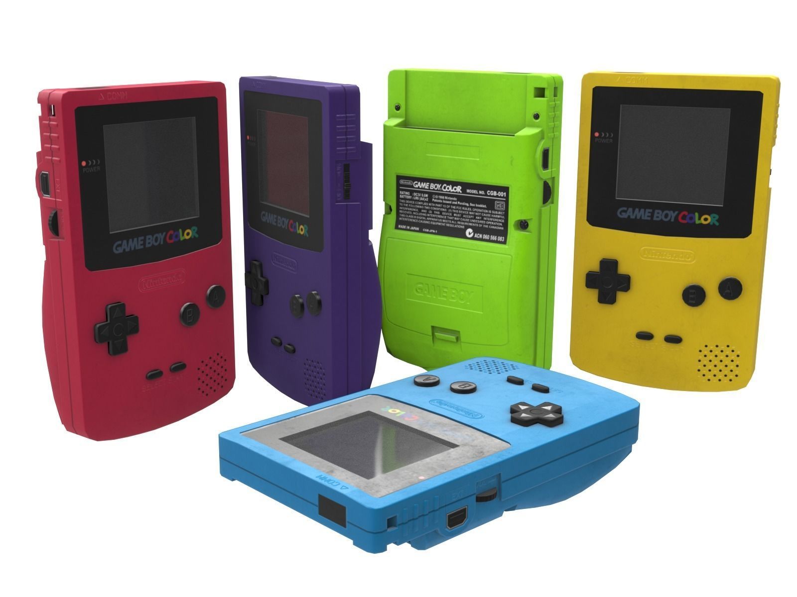 Gameboy color - 5 original colours - game - VR - AR  Low-poly 3D model_18