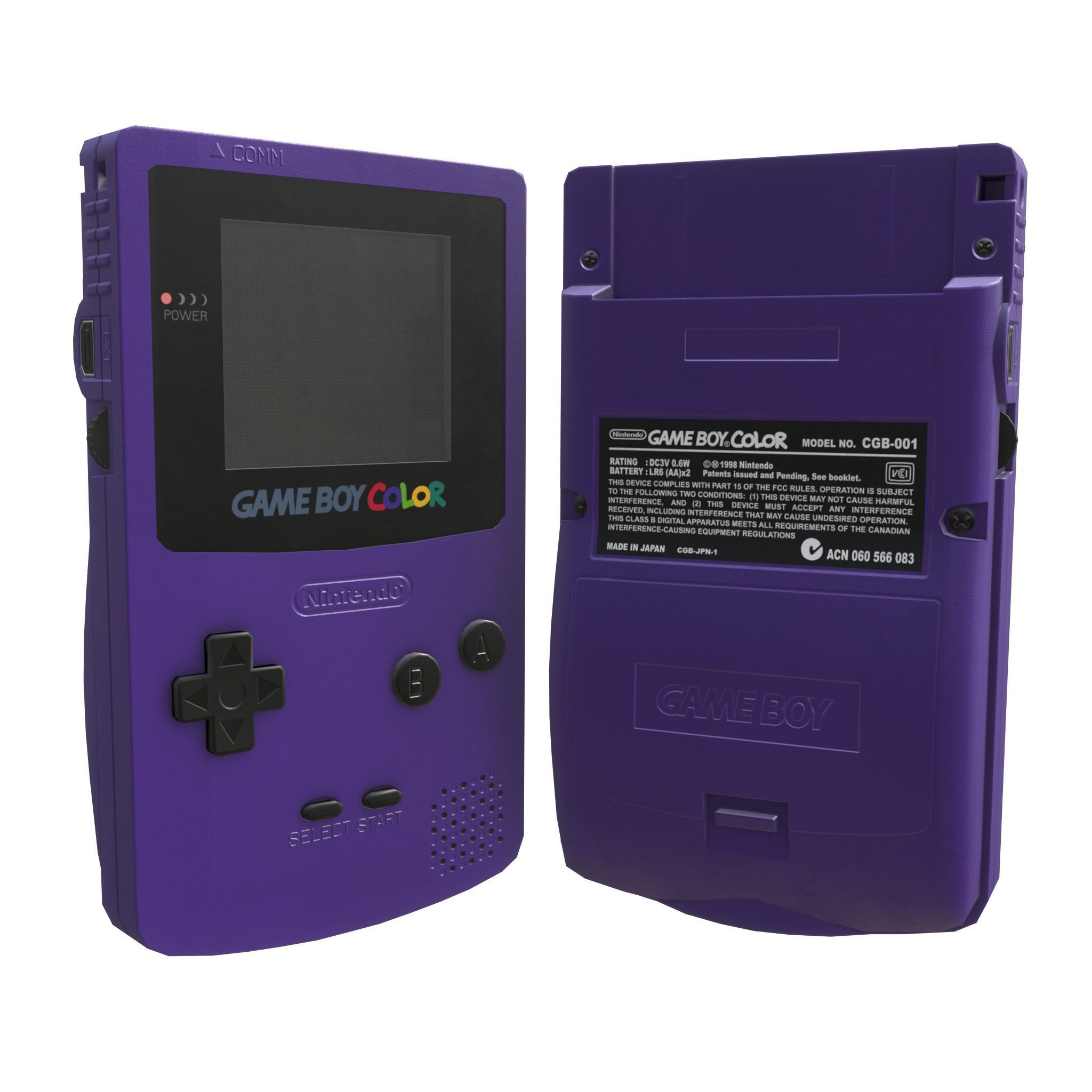 Gameboy color - 5 original colours - game - VR - AR  Low-poly 3D model_2