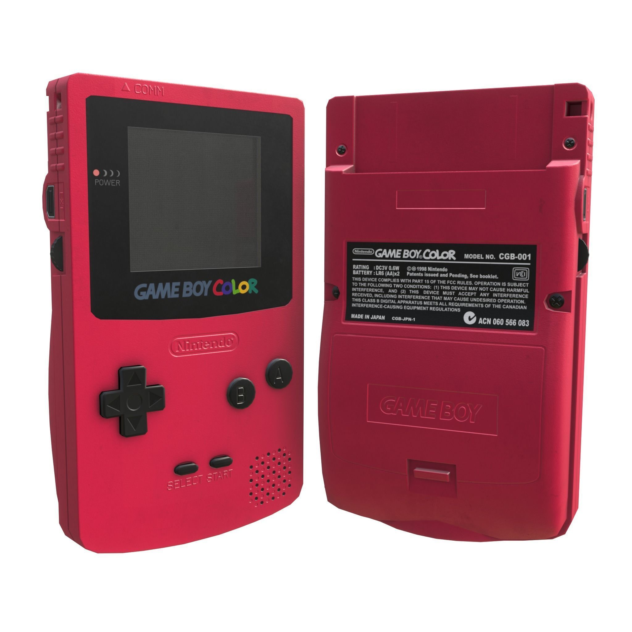 Gameboy color - 5 original colours - game - VR - AR  Low-poly 3D model_1