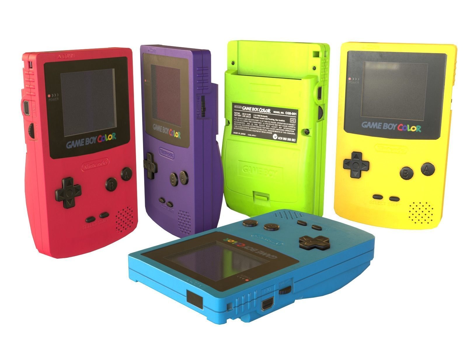 Gameboy color - 5 original colours - game - VR - AR  Low-poly 3D model_20