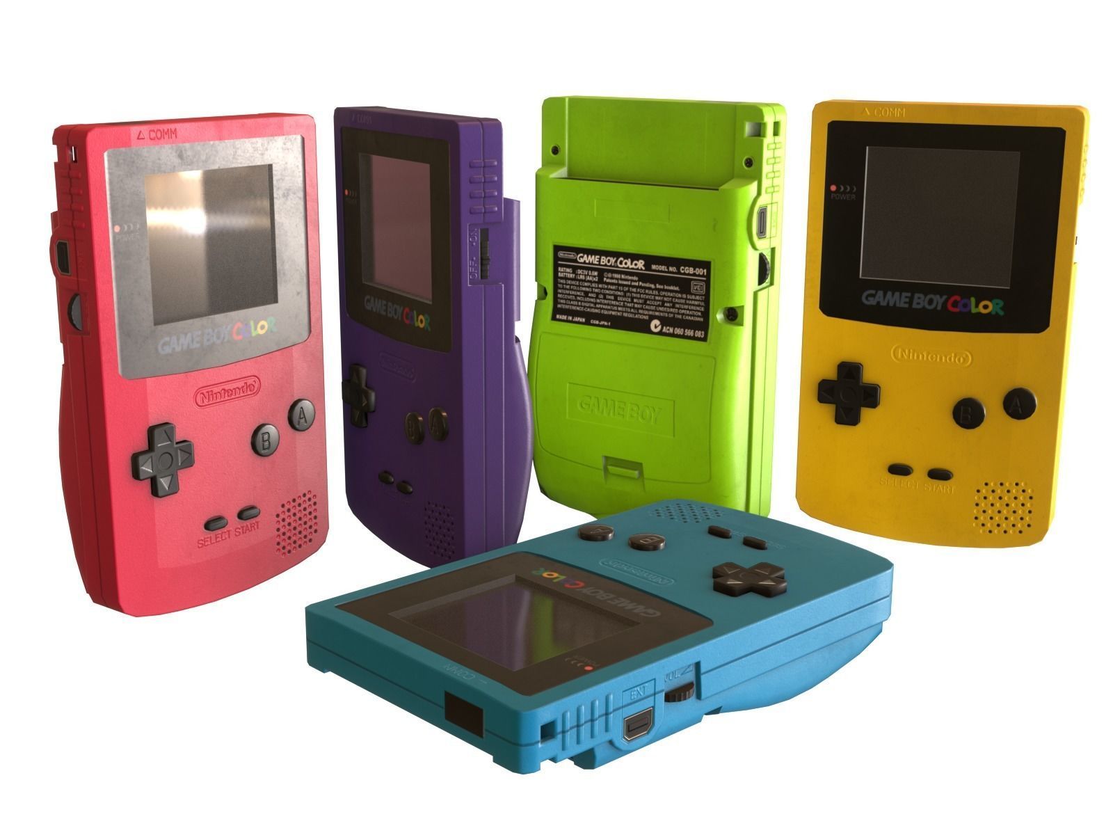 Gameboy color - 5 original colours - game - VR - AR  Low-poly 3D model_17