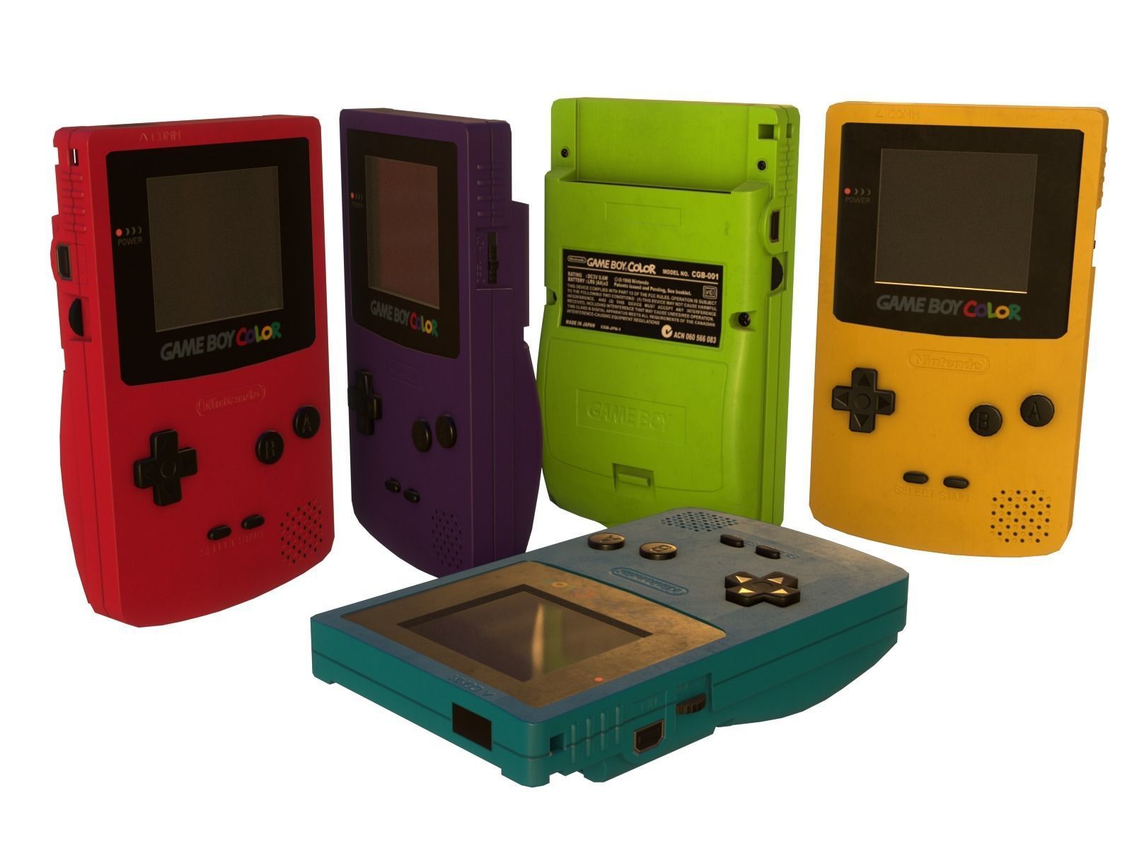 Gameboy color - 5 original colours - game - VR - AR  Low-poly 3D model_19