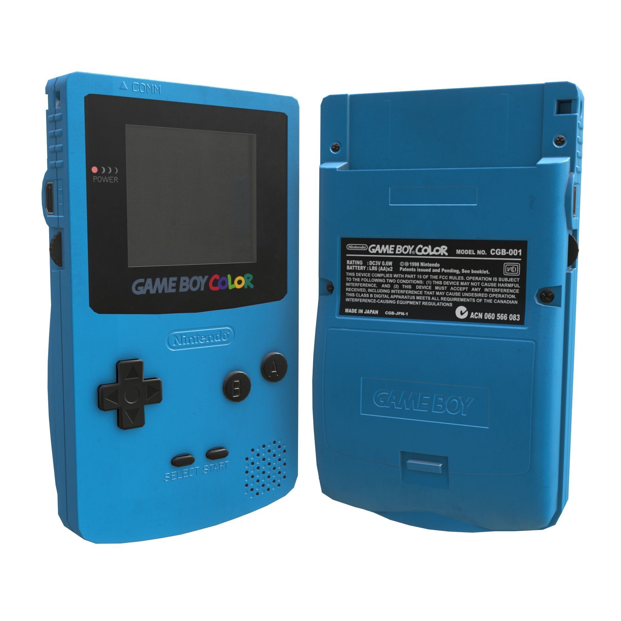 Gameboy color - 5 original colours - game - VR - AR  Low-poly 3D model_5