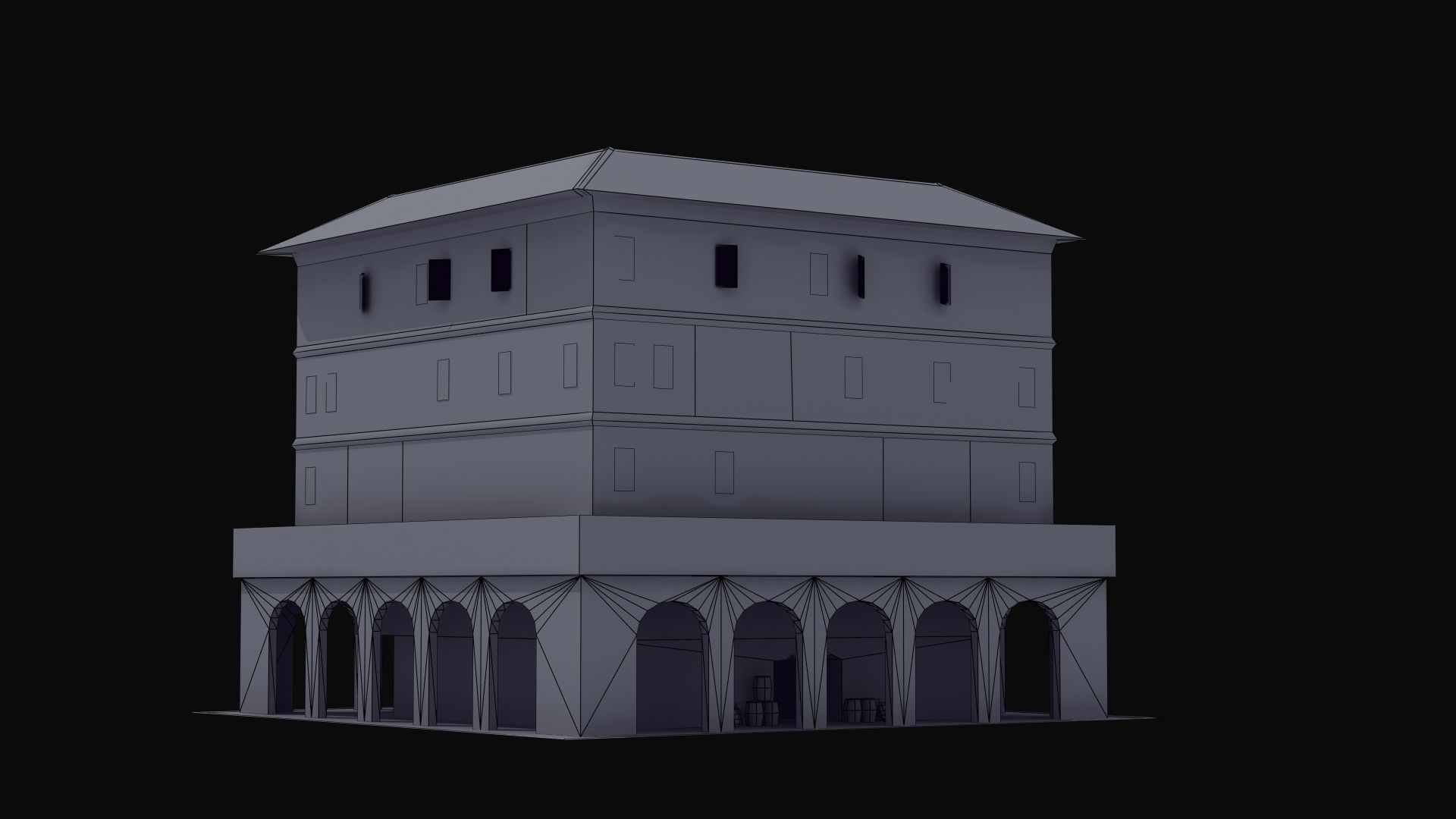 Roman Apartment Building Low-poly 3D model_56