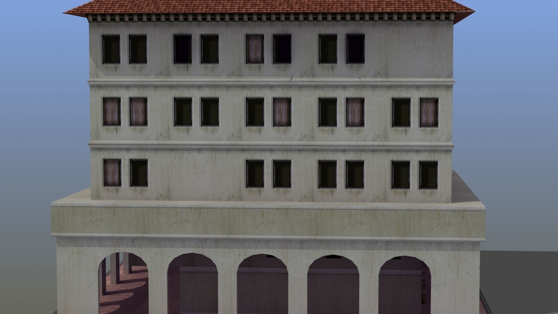 Roman Apartment Building Low-poly 3D model_3