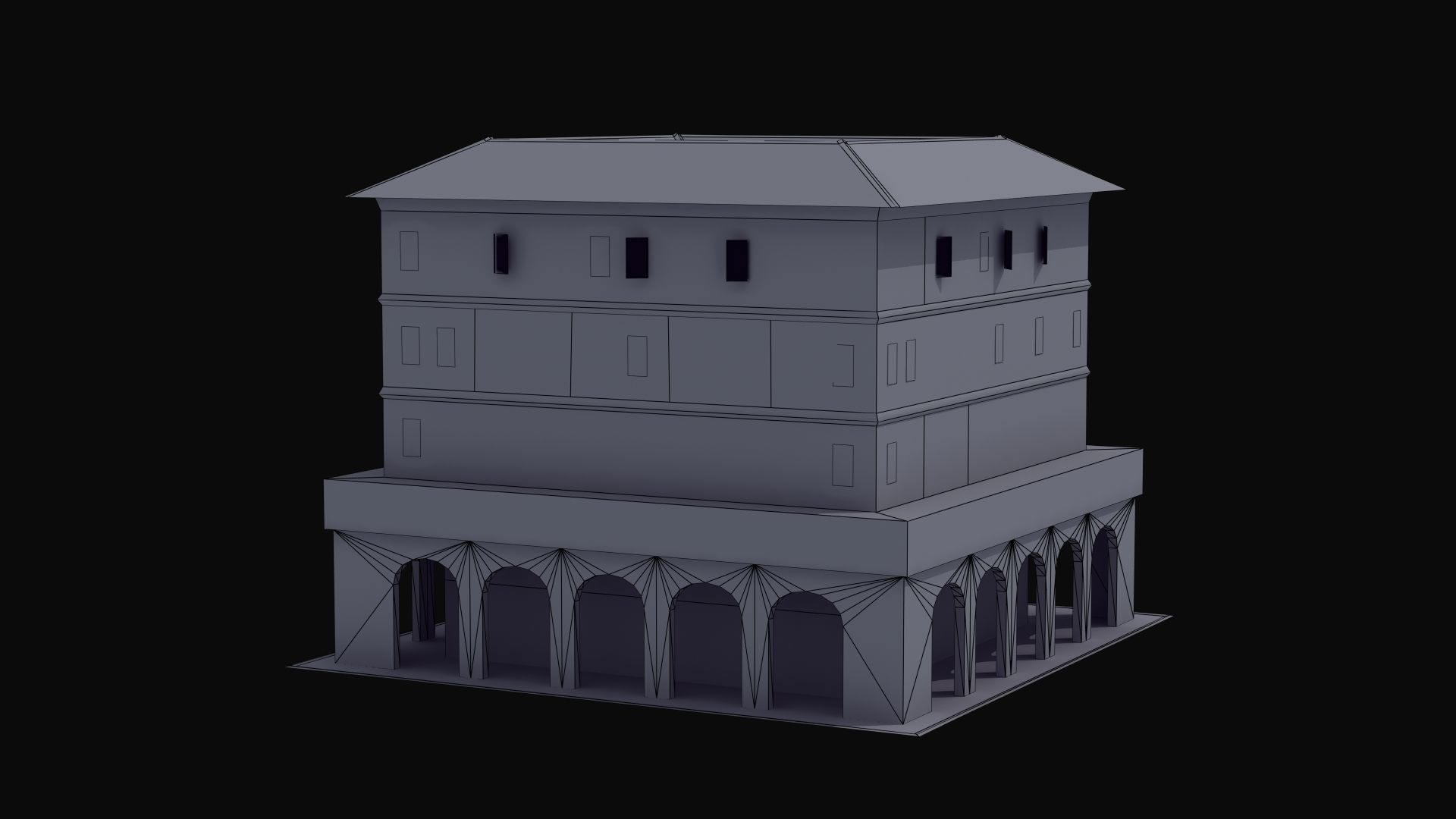 Roman Apartment Building Low-poly 3D model_49