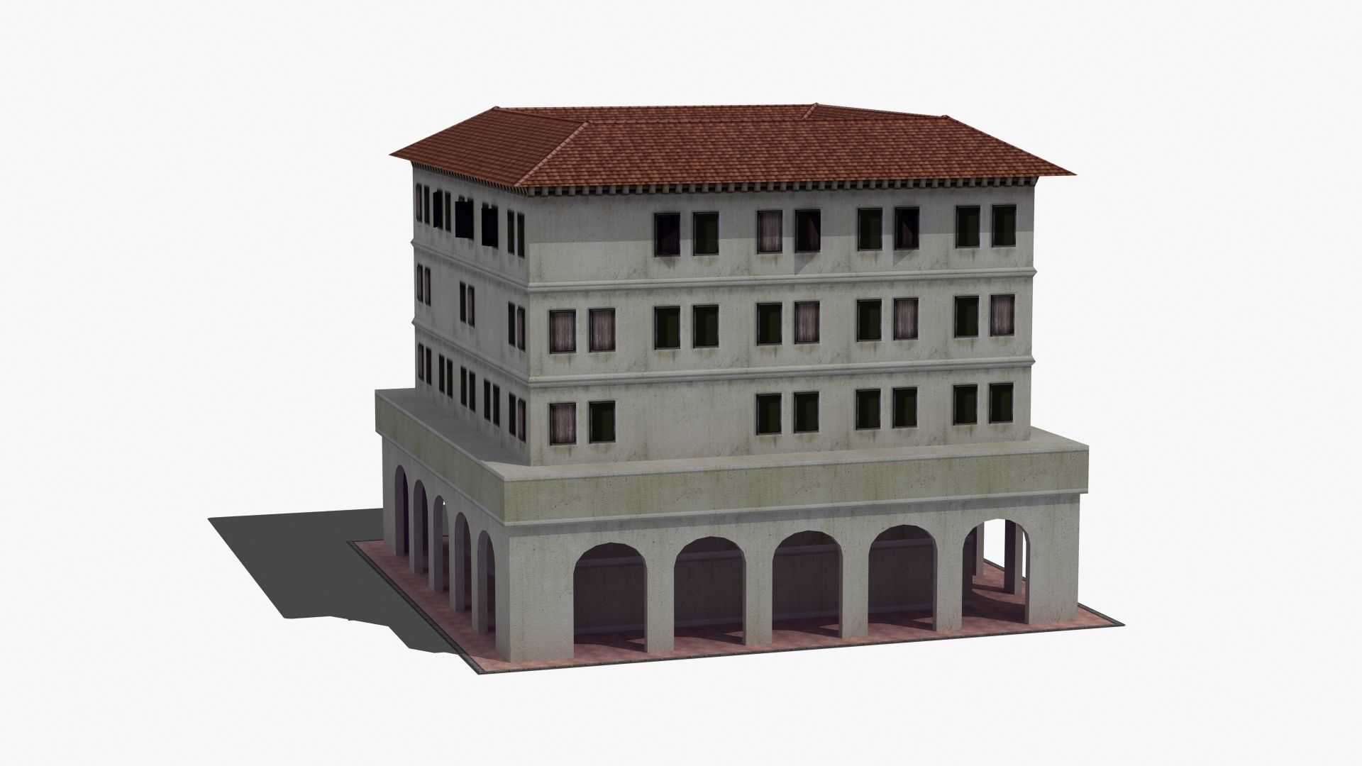 Roman Apartment Building Low-poly 3D model_32