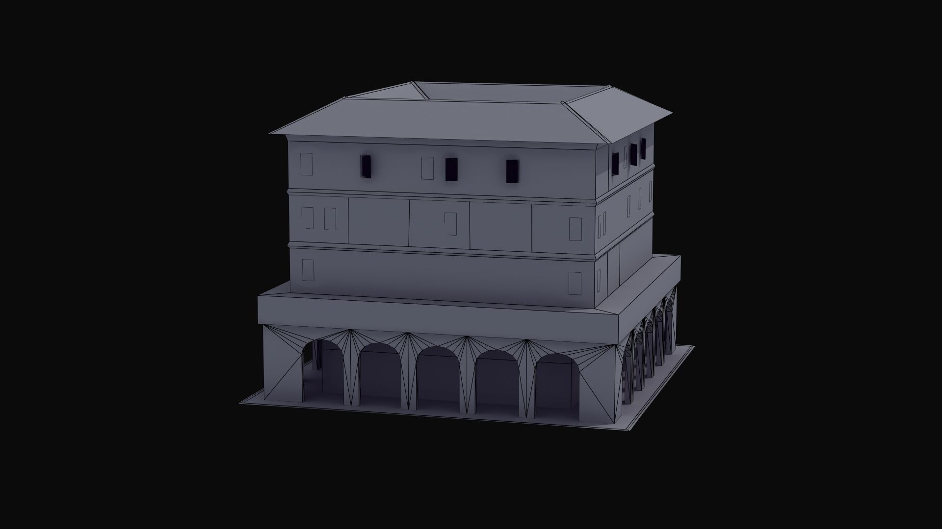 Roman Apartment Building Low-poly 3D model_47
