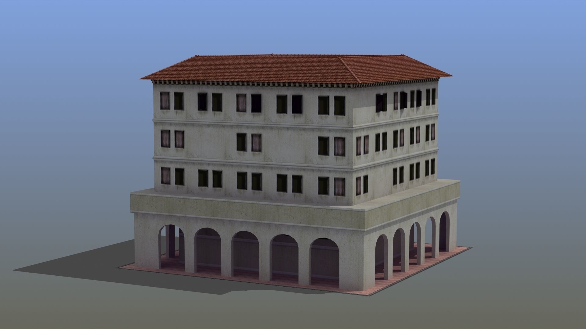Roman Apartment Building Low-poly 3D model_11