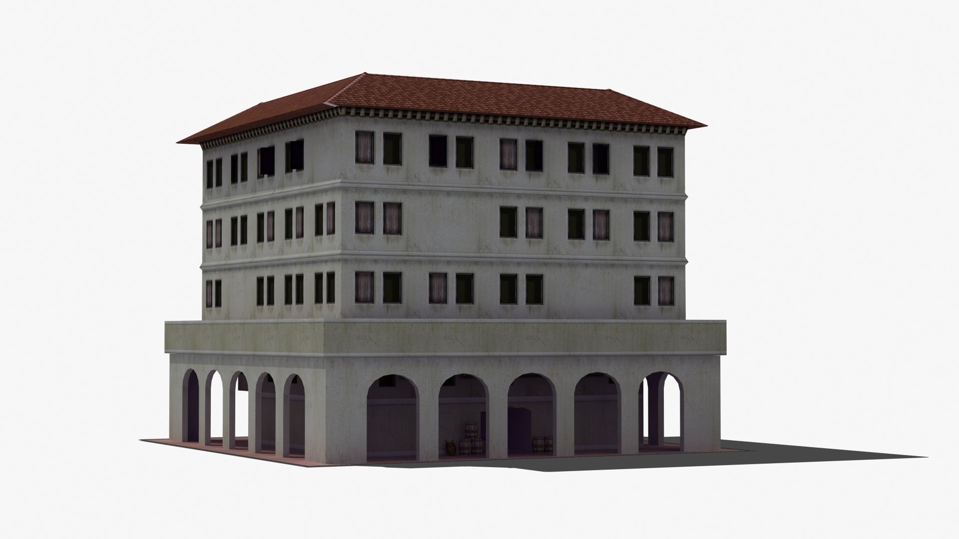Roman Apartment Building Low-poly 3D model_24