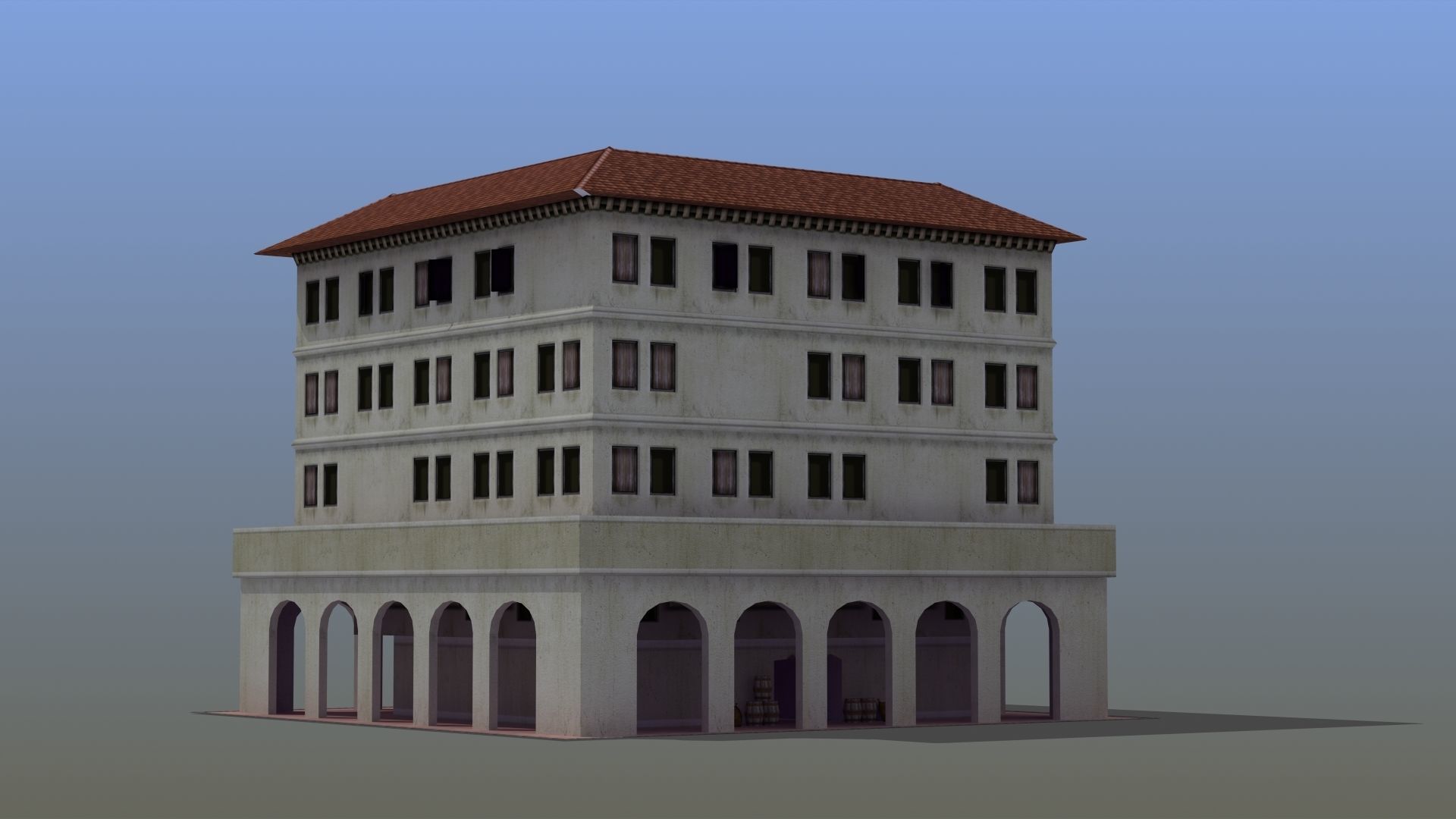 Roman Apartment Building Low-poly 3D model_18
