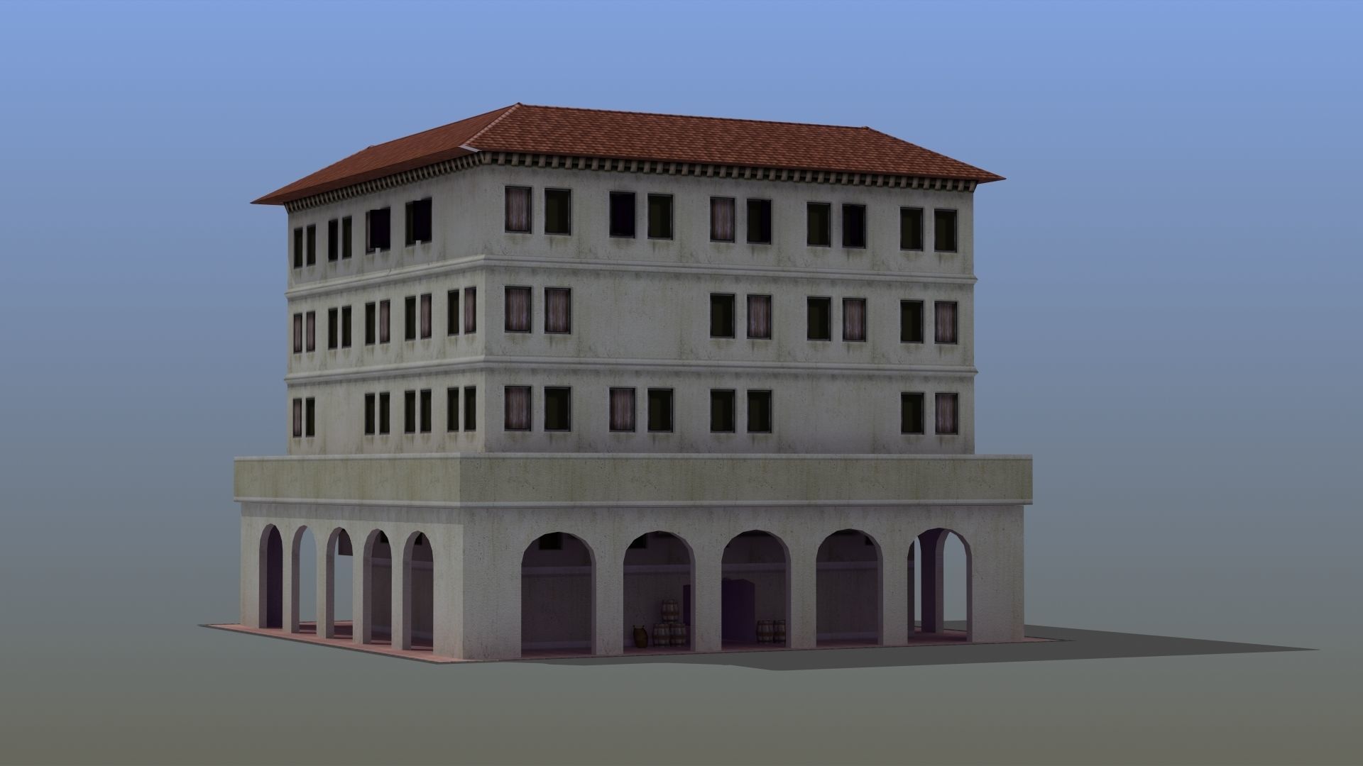 Roman Apartment Building Low-poly 3D model_5
