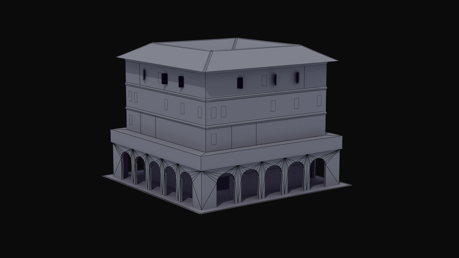 Roman Apartment Building Low-poly 3D model_40