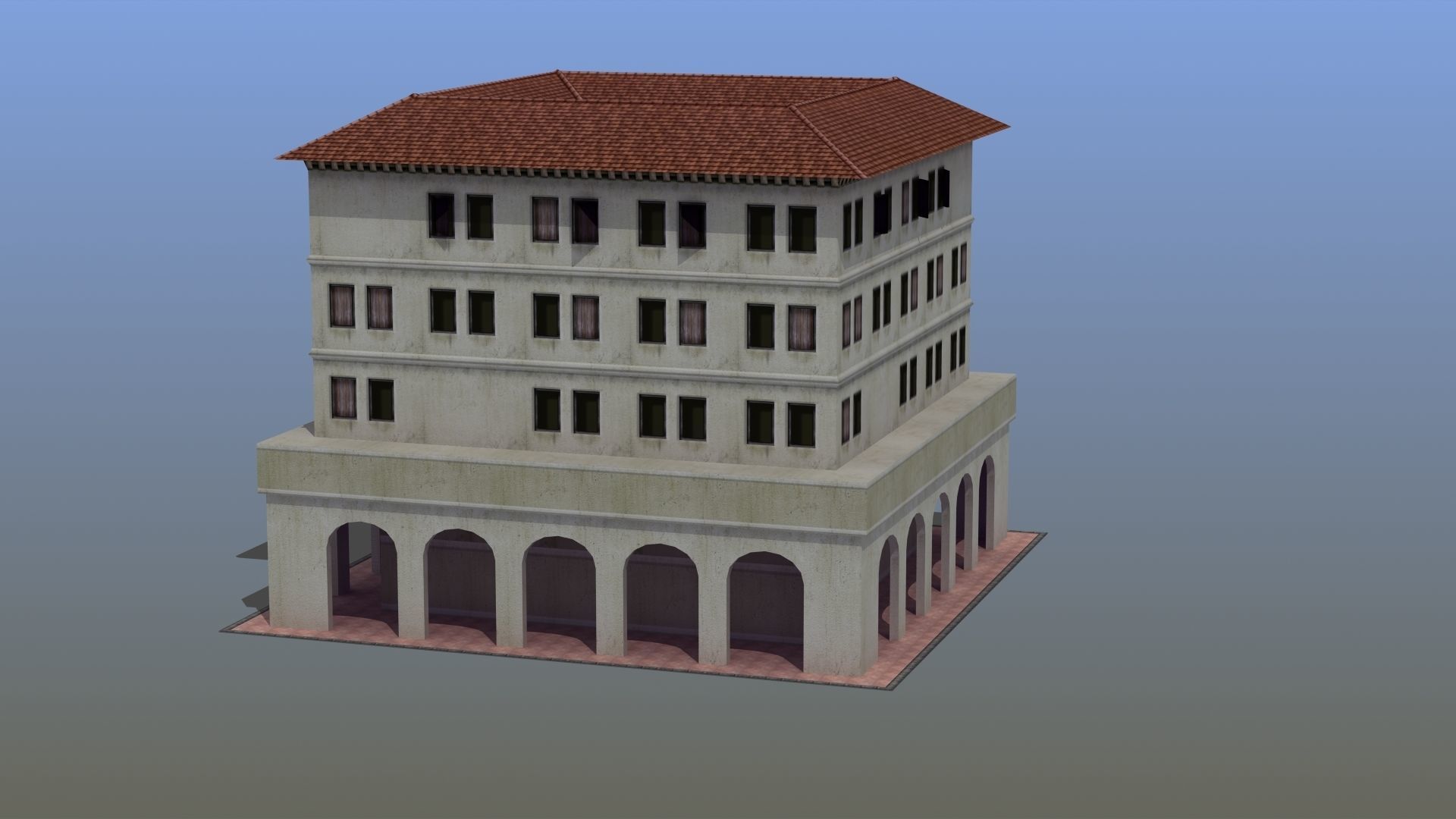 Roman Apartment Building Low-poly 3D model_15