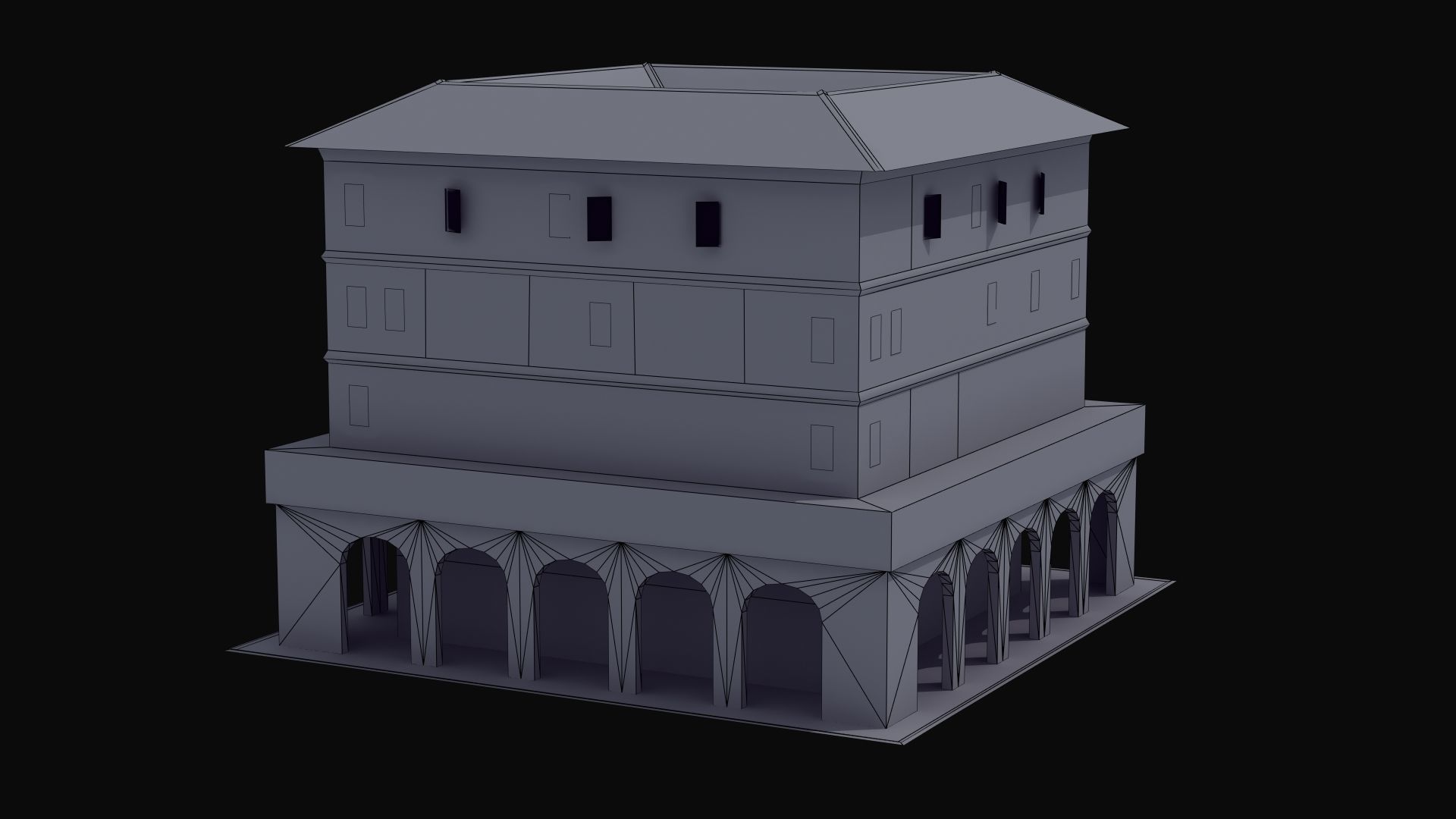 Roman Apartment Building Low-poly 3D model_46