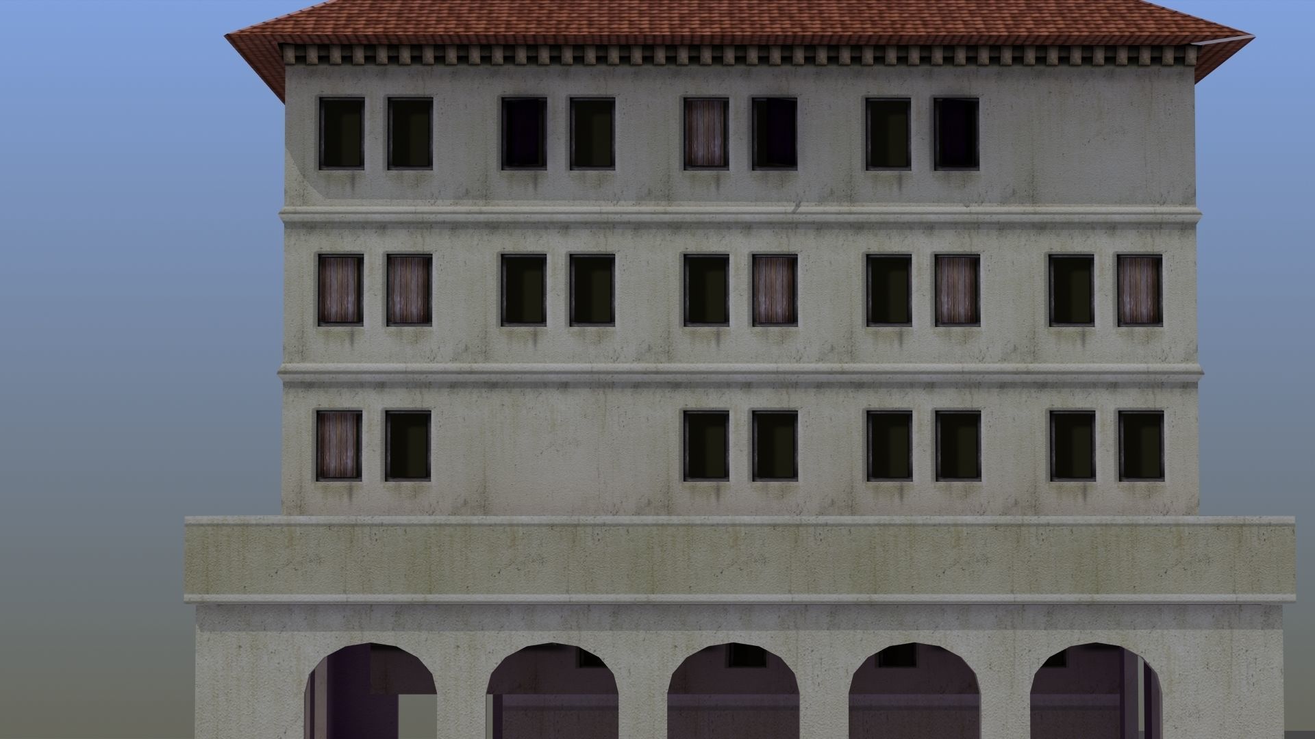 Roman Apartment Building Low-poly 3D model_17