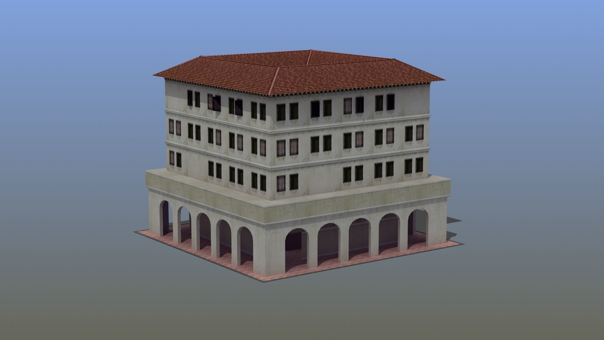 Roman Apartment Building Low-poly 3D model_2