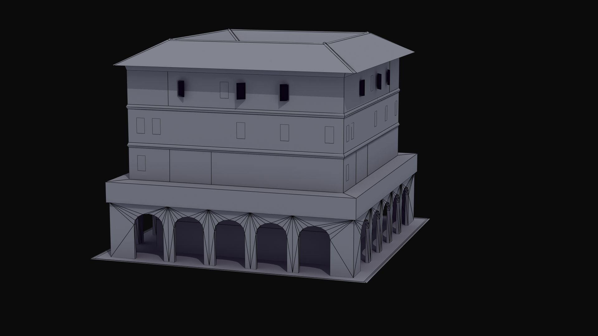 Roman Apartment Building Low-poly 3D model_53