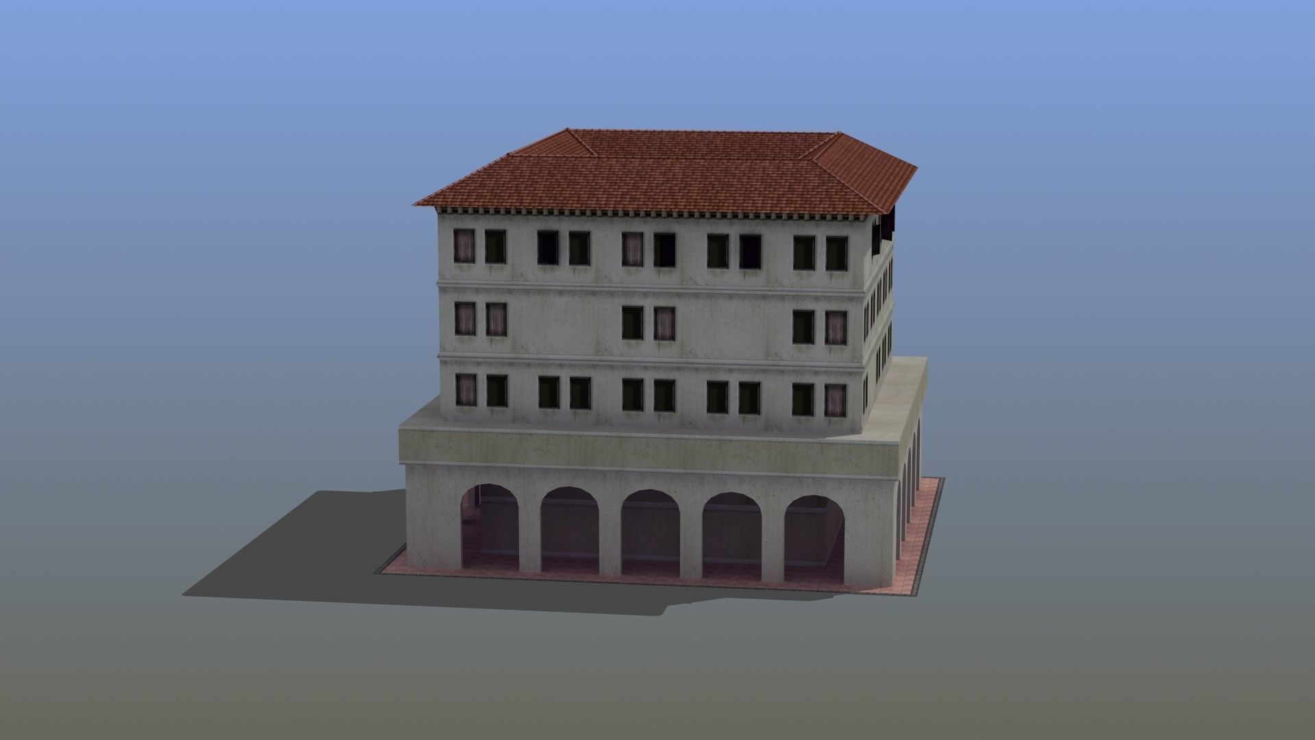 Roman Apartment Building Low-poly 3D model_10