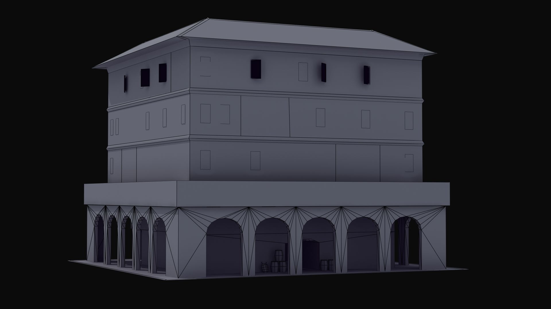 Roman Apartment Building Low-poly 3D model_42