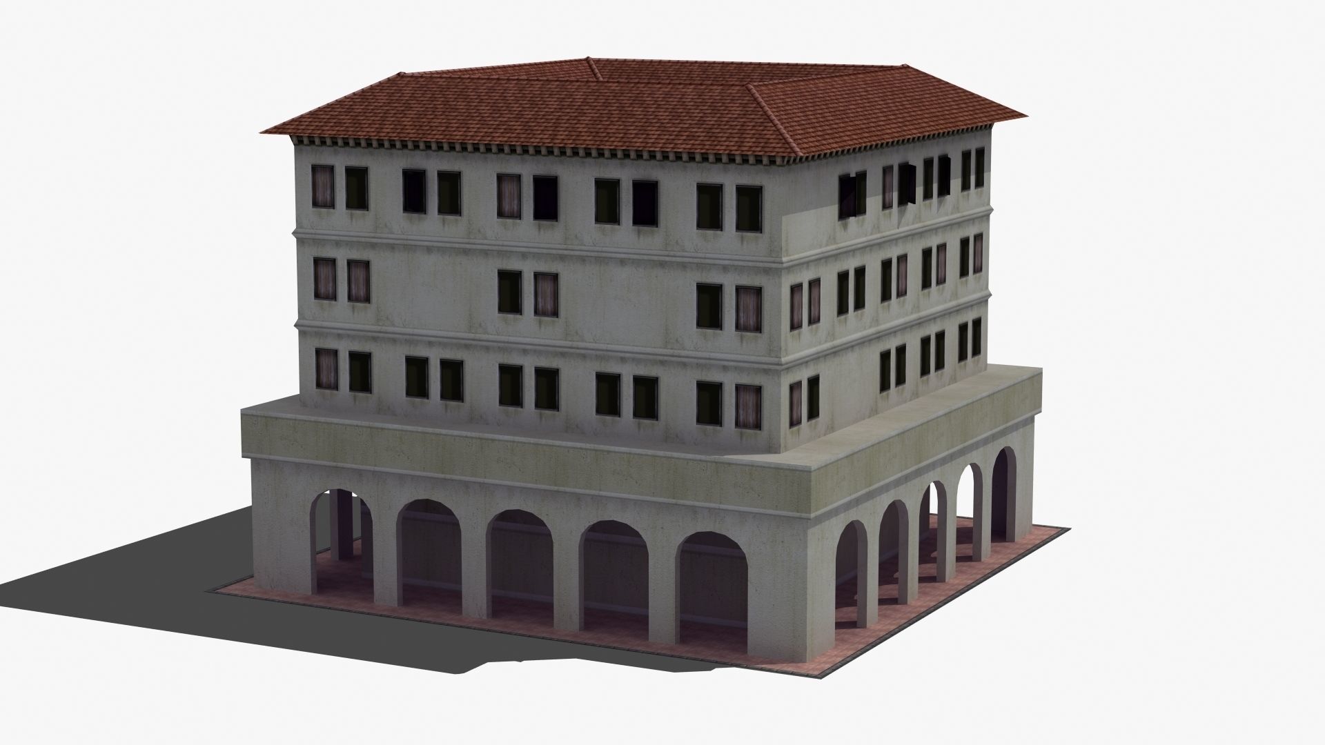 Roman Apartment Building Low-poly 3D model_27