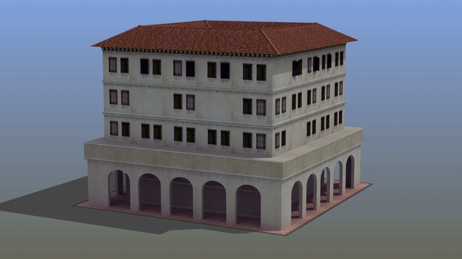 Roman Apartment Building Low-poly 3D model_8