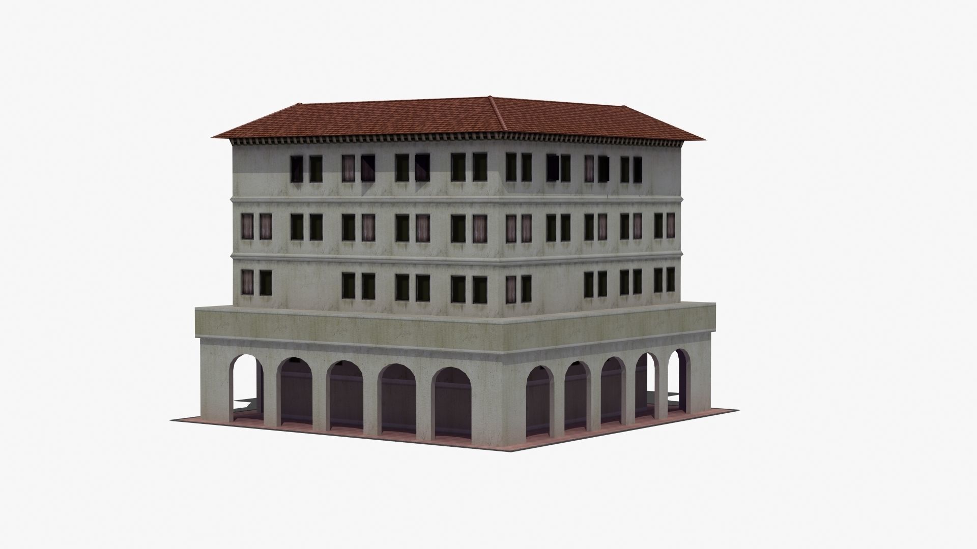Roman Apartment Building Low-poly 3D model_35
