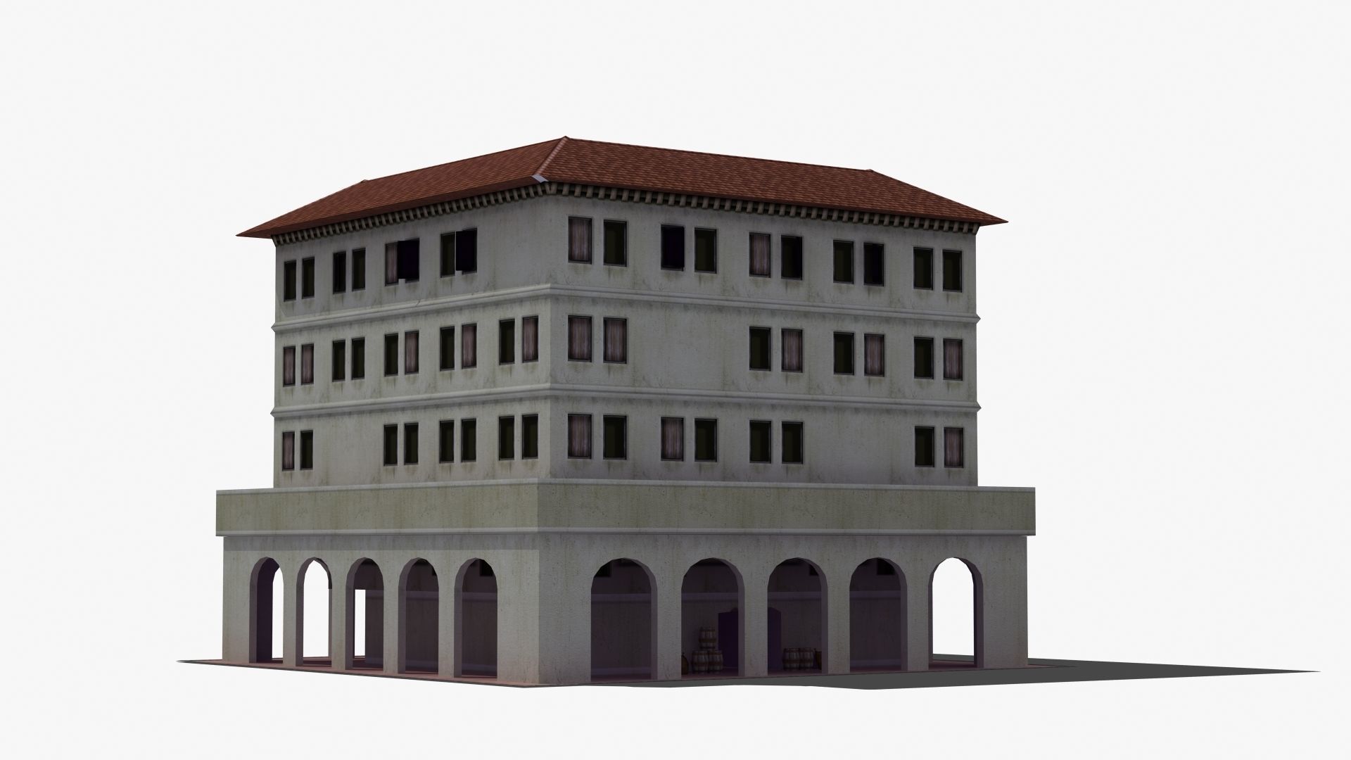 Roman Apartment Building Low-poly 3D model_37