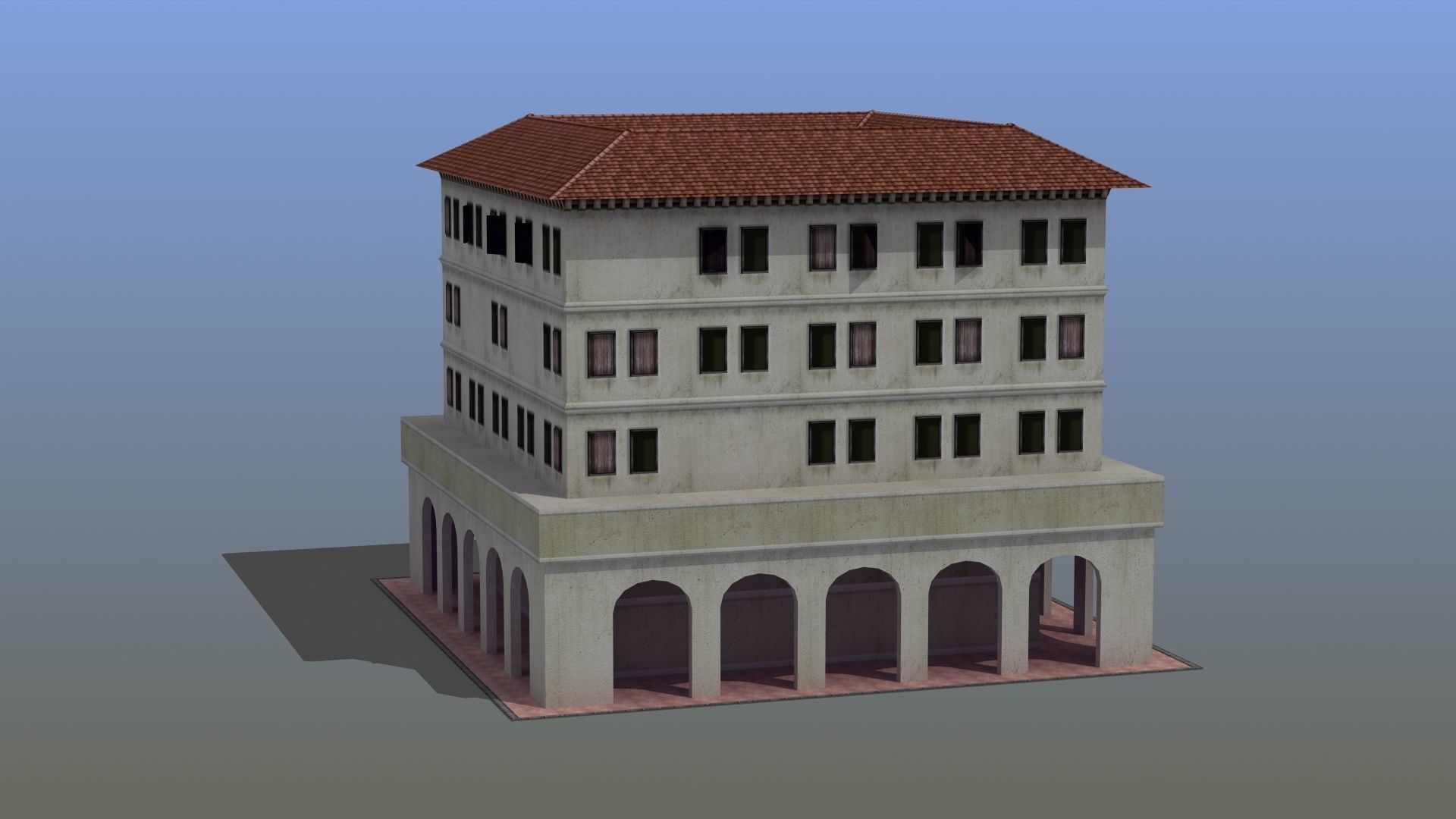 Roman Apartment Building Low-poly 3D model_13