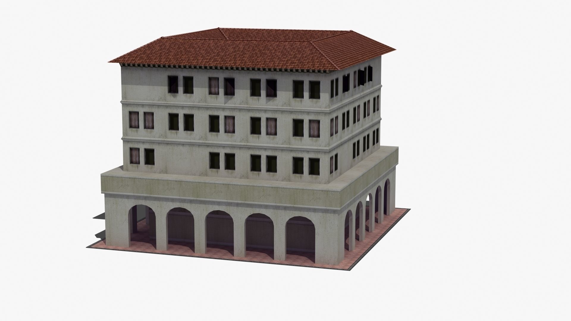 Roman Apartment Building Low-poly 3D model_34