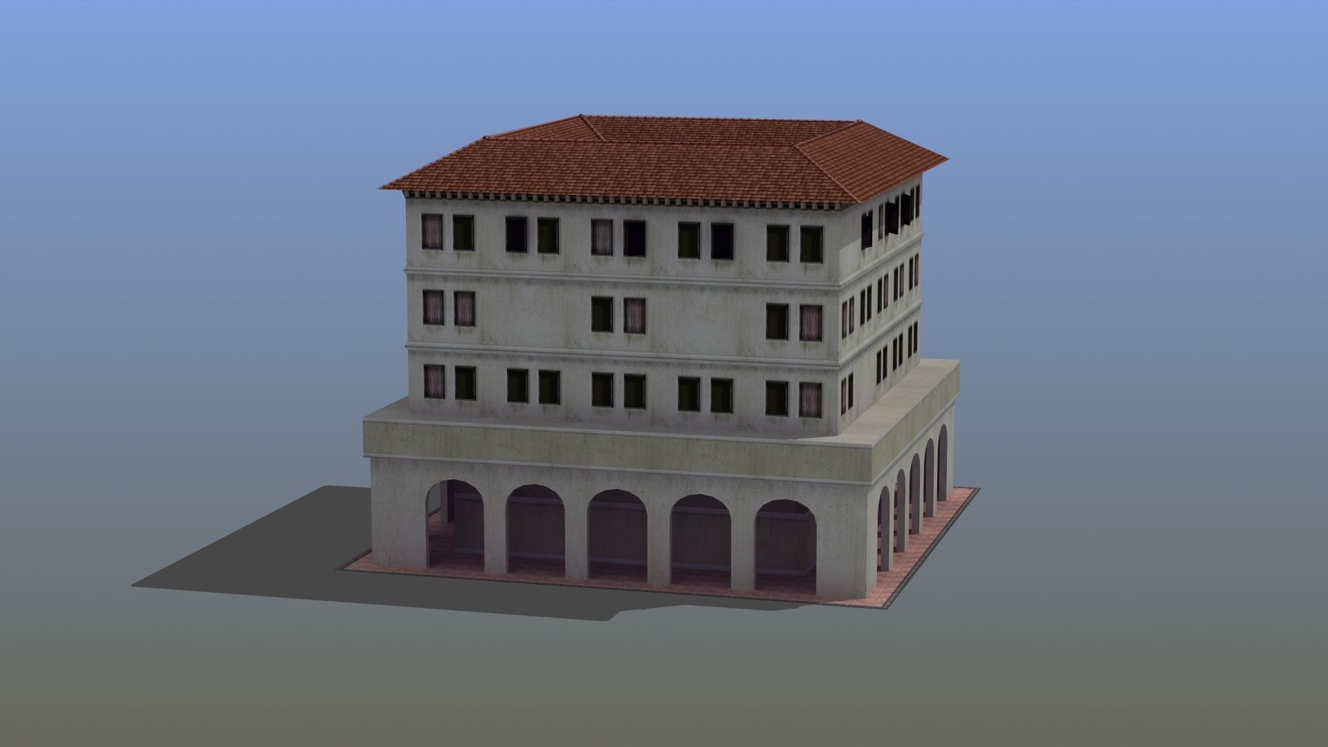 Roman Apartment Building Low-poly 3D model_9