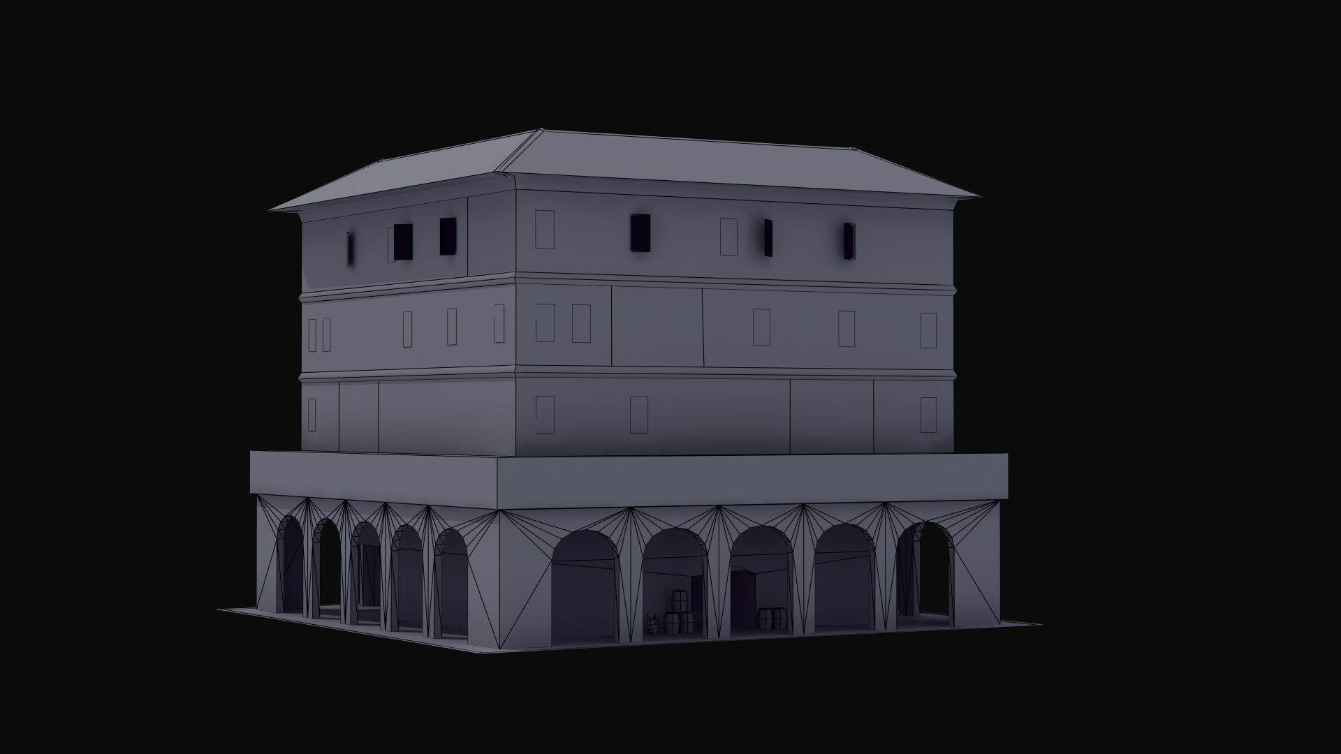 Roman Apartment Building Low-poly 3D model_44