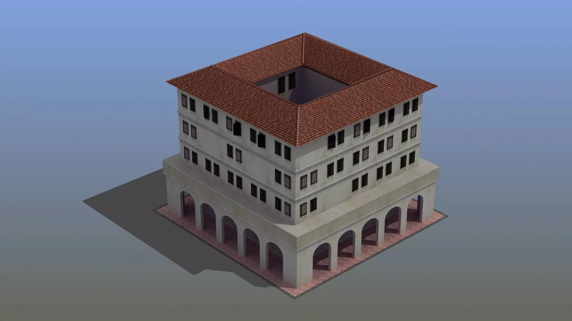 Roman Apartment Building Low-poly 3D model_0