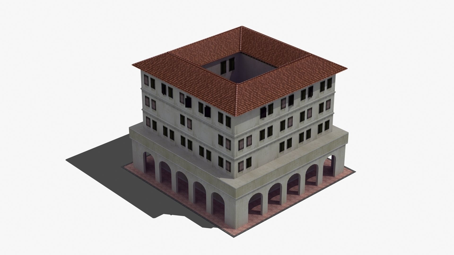 Roman Apartment Building Low-poly 3D model_19