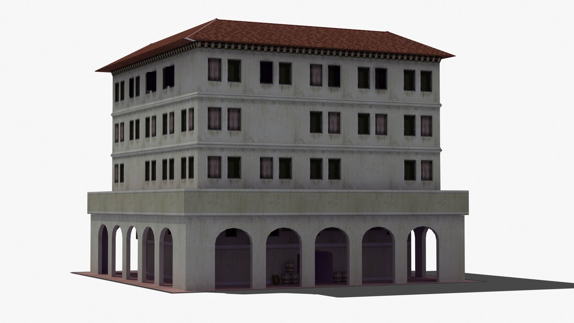 Roman Apartment Building Low-poly 3D model_23