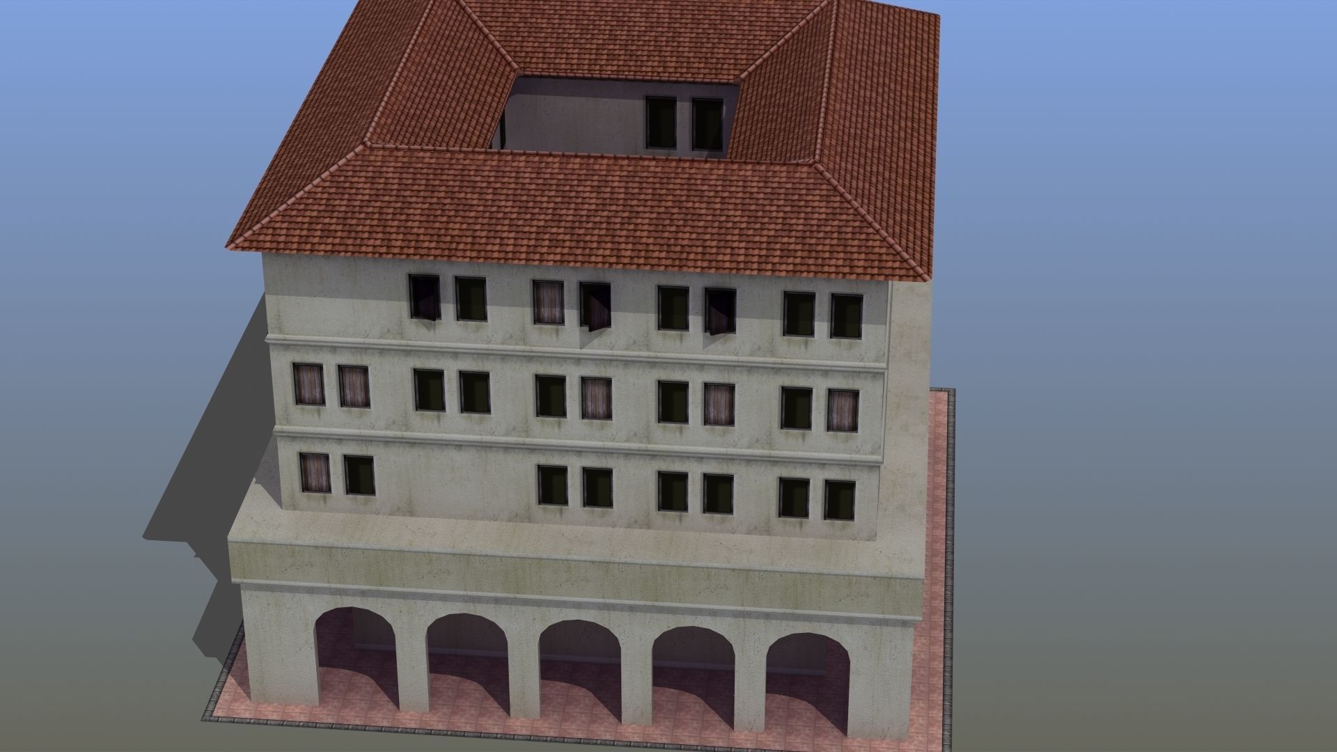 Roman Apartment Building Low-poly 3D model_1