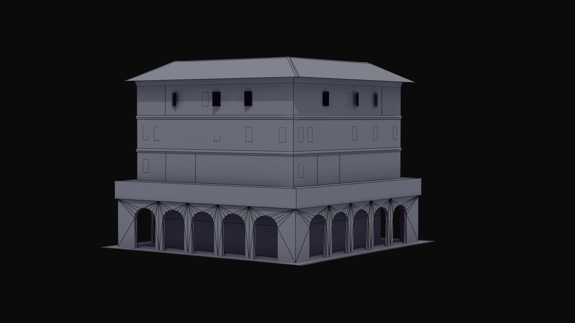 Roman Apartment Building Low-poly 3D model_54