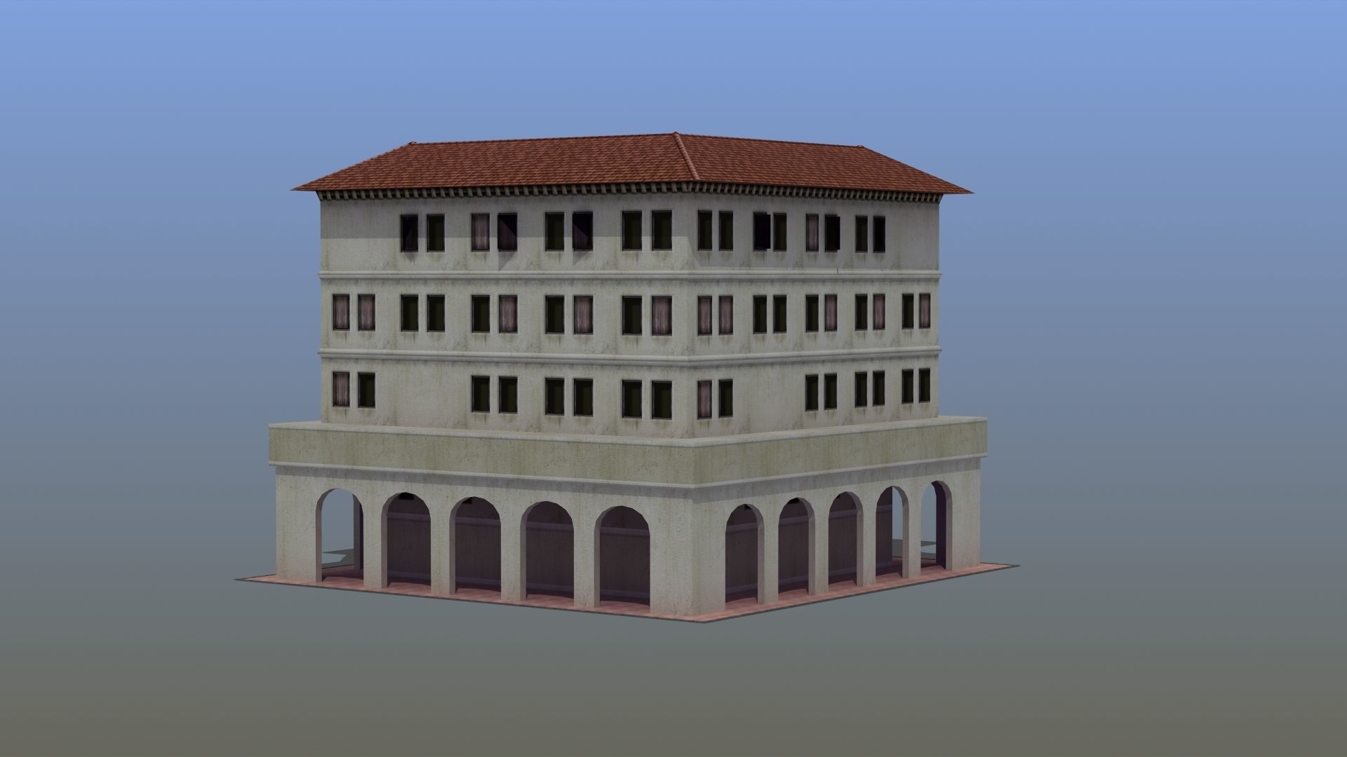 Roman Apartment Building Low-poly 3D model_16