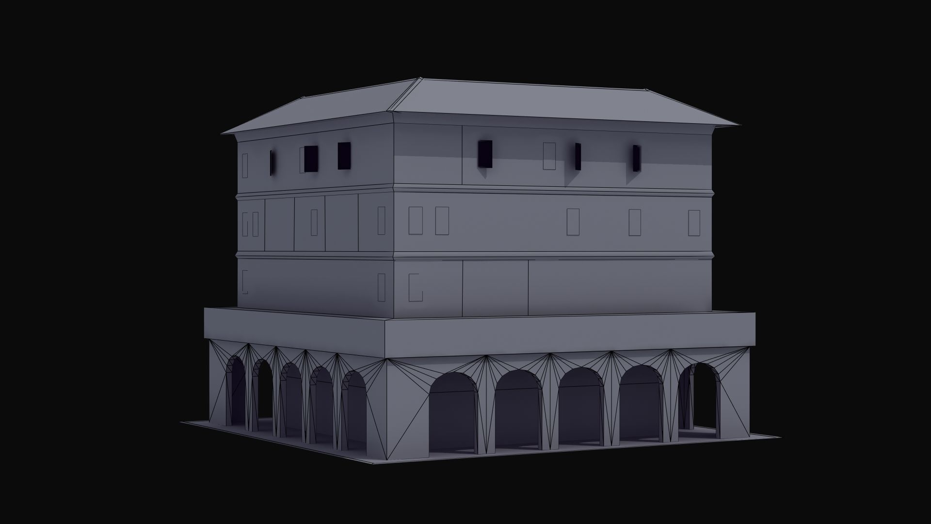 Roman Apartment Building Low-poly 3D model_50