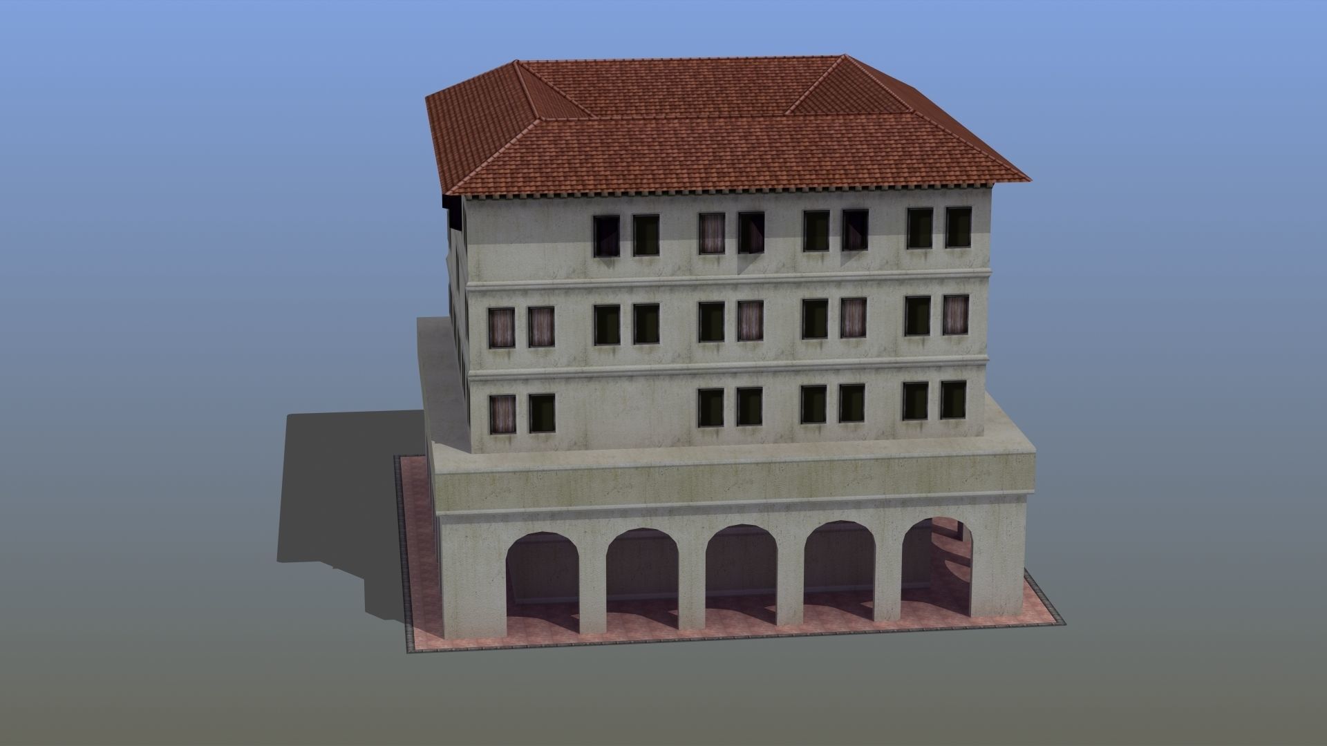 Roman Apartment Building Low-poly 3D model_14