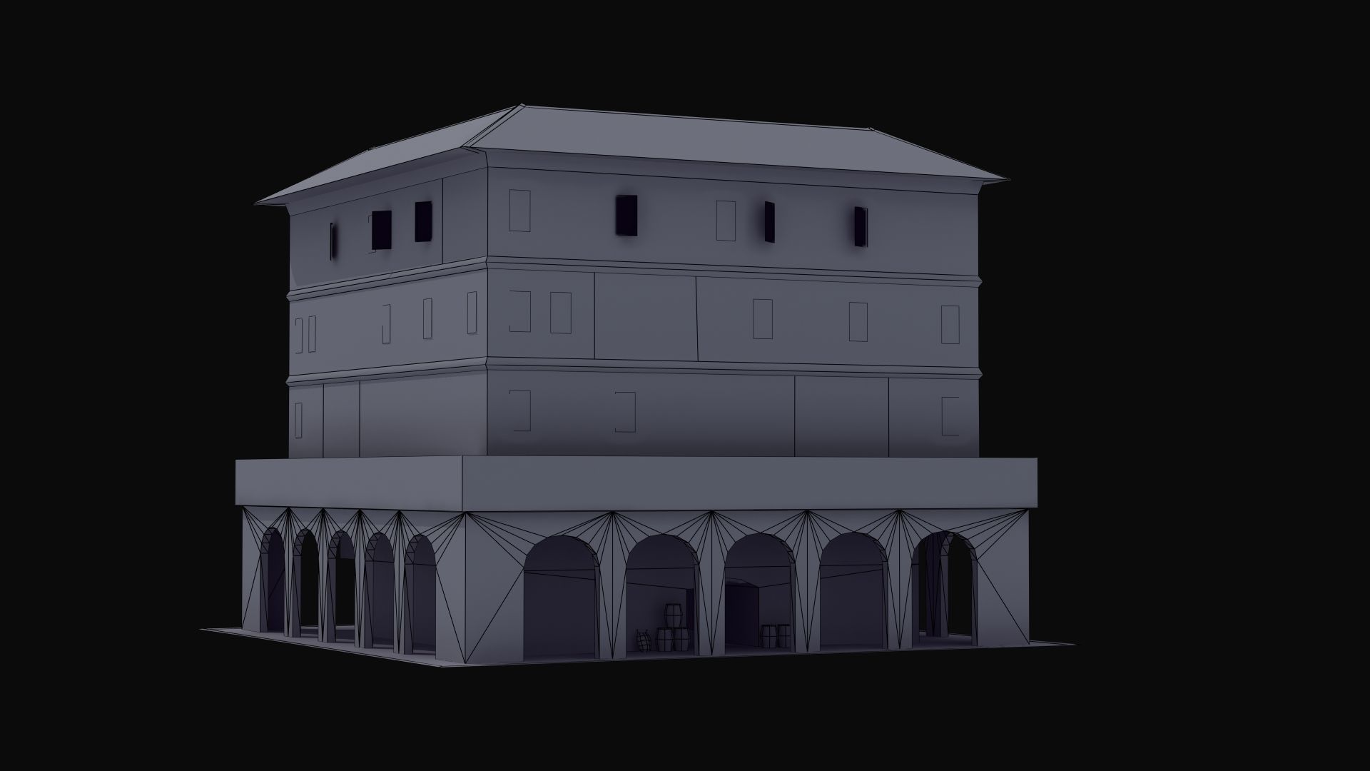 Roman Apartment Building Low-poly 3D model_43