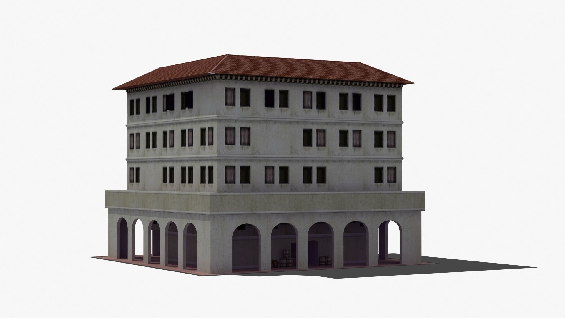 Roman Apartment Building Low-poly 3D model_25